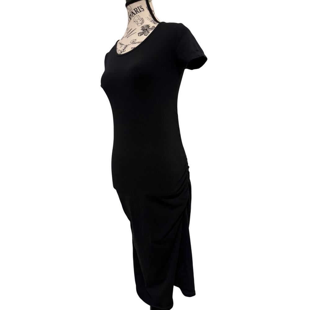 Isabel Maternity by Ingrid & Isabel Black Ruched Side T-Shirt Dress Size XS Midi